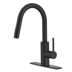 Kraus Oletto Matte Black 1-Handle Deck Mount Pull-Down Handle/Lever Residential Kitchen Faucet - Deck Plate Included -Alliedbas Shop 331061211 MainImage 001 l