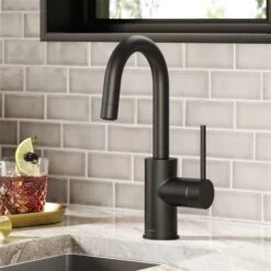 Kraus Oletto Matte Black 1-Handle Deck Mount Bar And Prep Handle/Lever Residential Kitchen Faucet -Alliedbas Shop 331061216 AlternateImage1 l