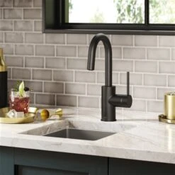 Kraus Oletto Matte Black 1-Handle Deck Mount Bar And Prep Handle/Lever Residential Kitchen Faucet