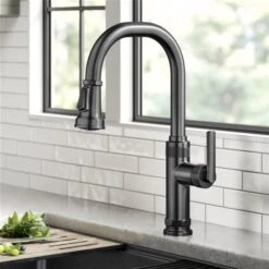 Kraus Allyn Spot-Free Black Stainless Steel 1-Handle Deck Mount Pull-Down Handle/Lever Residential Kitchen Faucet -Alliedbas Shop 331061217 AlternateImage1 l