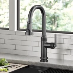 Kraus Allyn Spot-Free Black Stainless Steel 1-Handle Deck Mount Pull-Down Handle/Lever Residential Kitchen Faucet -Alliedbas Shop 331061217 AlternateImage2 l