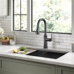 Kraus Allyn Spot-Free Black Stainless Steel 1-Handle Deck Mount Pull-Down Handle/Lever Residential Kitchen Faucet -Alliedbas Shop 331061217 AlternateImage4 l