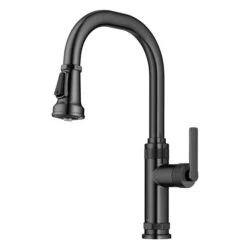 Kraus Allyn Spot-Free Black Stainless Steel 1-Handle Deck Mount Pull-Down Handle/Lever Residential Kitchen Faucet
