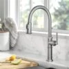 Kraus Allyn Spot-Free Stainless Steel Industrial 1-Handle Deck Mount Pull-Down Handle/Lever Kitchen Faucet