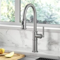Kraus Allyn Spot-Free Stainless Steel Industrial 1-Handle Deck Mount Pull-Down Handle/Lever Kitchen Faucet -Alliedbas Shop 331061226 AlternateImage2 l