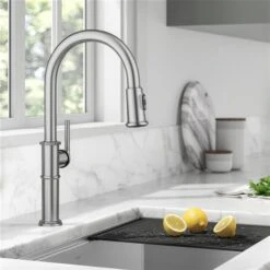 Kraus Allyn Spot-Free Stainless Steel Industrial 1-Handle Deck Mount Pull-Down Handle/Lever Kitchen Faucet -Alliedbas Shop 331061226 AlternateImage3 l