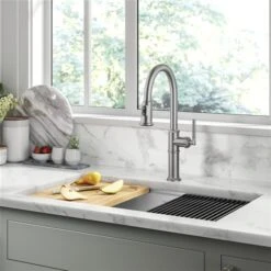 Kraus Allyn Spot-Free Stainless Steel Industrial 1-Handle Deck Mount Pull-Down Handle/Lever Kitchen Faucet -Alliedbas Shop 331061226 AlternateImage4 l