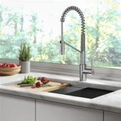 Kraus Oletto Spot-Free Stainless Steel 1-Handle Deck Mount Pull-Down Touchless Residential Kitchen Faucet - Deck Plate Included -Alliedbas Shop 331061227 AlternateImage2 l