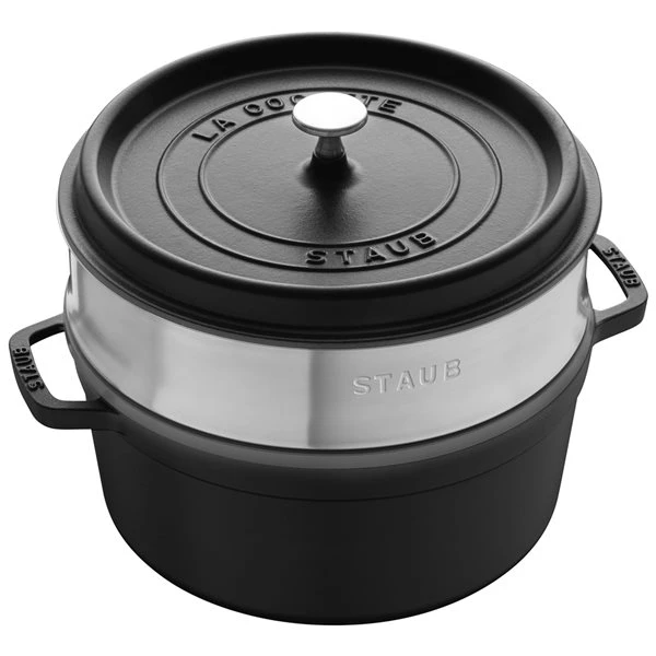 Staub La Cocotte 5.25-L Black Cast Iron Dutch Oven With Steamer Insert 3 Staub La Cocotte 5.25-L Black Cast Iron Dutch Oven With Steamer Insert - Image 3