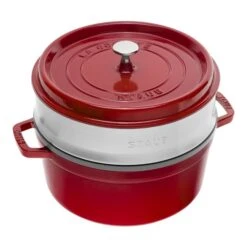 Staub La Cocotte 5.25-L Cherry Cast Iron Dutch Oven With Steamer Insert