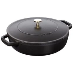 Staub Braisers 11-in Black Cast Iron Sauté Pan With Lid 7 Staub Braisers 11-in Black Cast Iron Sauté Pan With Lid -Alliedbas Shop 331062481 MainImage 001 l