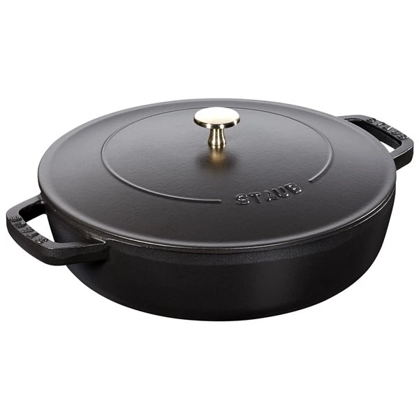 Staub Braisers 11-in Black Cast Iron Sauté Pan With Lid 4 Staub Braisers 11-in Black Cast Iron Sauté Pan With Lid - Image 4
