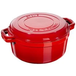 Staub Braisers 6-L Cherry Cast Iron Dutch Oven With Grill Pan Lid 8 Staub Braisers 6-L Cherry Cast Iron Dutch Oven With Grill Pan Lid -Alliedbas Shop 331062495 MainImage 001 l