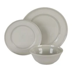 Martha Stewart 12-Piece Stoneware Dinnerware Set In Grey