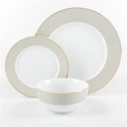 Martha Stewart Gracie Lane 12-Piece Fine Ceramic Dinnerware Set With Gold Rim