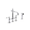 KOHLER Artifacts Polished Chrome Deck-Mount Bridge Bar Sink Faucet With Lever Handles And Sidespray