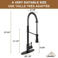 CASAINC Black 1-Handle Deck Mount High-Arc Kitchen Faucet With Deck Plate -Alliedbas Shop 331064408 AlternateImage3 l