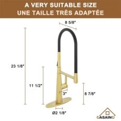 CASAINC Brushed Gold 1-Handle Deck Mount Pull-Out Kitchen Faucet With Deck Plate 7 CASAINC Brushed Gold 1-Handle Deck Mount Pull-Out Kitchen Faucet With Deck Plate -Alliedbas Shop 331064435 AlternateImage3 l