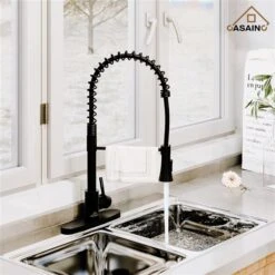 CASAINC 1-Handle Deck Mount High-Arc Kitchen Faucet With Deck Plate In Black -Alliedbas Shop 331064456 AlternateImage2 l