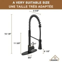 CASAINC 1-Handle Deck Mount High-Arc Kitchen Faucet With Deck Plate In Black