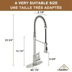 CASAINC Brushed Nickel 1-Handle Deck Mount High-Arc Kitchen Faucet And Deck Plate -Alliedbas Shop 331064459 AlternateImage3 l