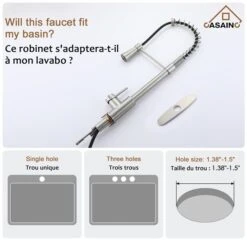 CASAINC Brushed Nickel 1-Handle Deck Mount High-Arc Kitchen Faucet And Deck Plate