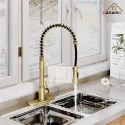 CASAINC 1-Handle Deck Mount High-Arc Kitchen Faucet With Deck Plate In Brushed Gold 7 CASAINC 1-Handle Deck Mount High-Arc Kitchen Faucet With Deck Plate In Brushed Gold -Alliedbas Shop 331064471 AlternateImage2 l
