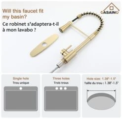 CASAINC 1-Handle Deck Mount High-Arc Kitchen Faucet With Deck Plate In Brushed Gold 8 CASAINC 1-Handle Deck Mount High-Arc Kitchen Faucet With Deck Plate In Brushed Gold -Alliedbas Shop 331064471 AlternateImage4 l