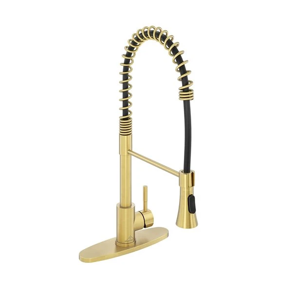 CASAINC 1-Handle Deck Mount High-Arc Kitchen Faucet With Deck Plate In Brushed Gold 1 CASAINC 1-Handle Deck Mount High-Arc Kitchen Faucet With Deck Plate In Brushed Gold