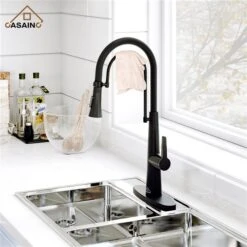 CASAINC Matte Black 1-Handle Deck Mount High-Arc Kitchen Faucet And Deck Plate 9 CASAINC Matte Black 1-Handle Deck Mount High-Arc Kitchen Faucet And Deck Plate -Alliedbas Shop 331064475 AlternateImage1 l