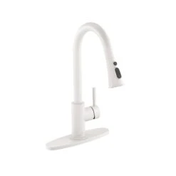 CASAINC Matte White 1-Handle Deck Mount Pull-Out Kitchen Faucet With Deck Plate 8 CASAINC Matte White 1-Handle Deck Mount Pull-Out Kitchen Faucet With Deck Plate -Alliedbas Shop 331064485 MainImage 001 l