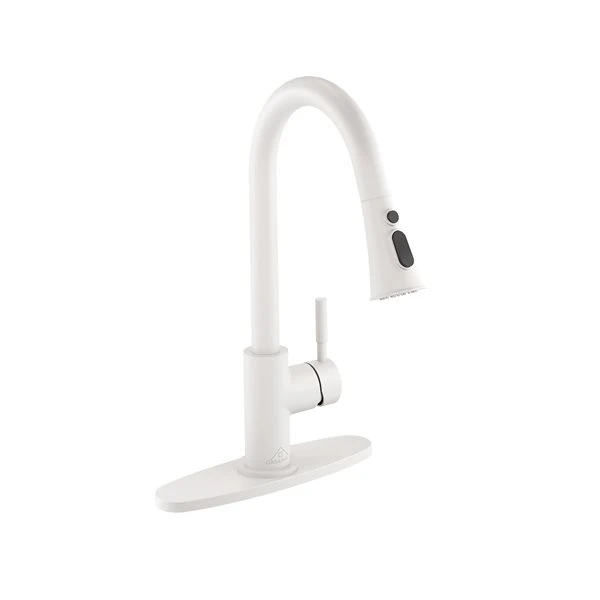 CASAINC Matte White 1-Handle Deck Mount Pull-Out Kitchen Faucet With Deck Plate 4 CASAINC Matte White 1-Handle Deck Mount Pull-Out Kitchen Faucet With Deck Plate - Image 4