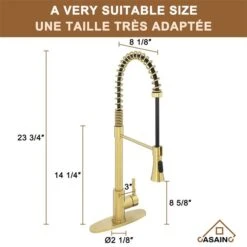 CASAINC Brushed Gold 1-Handle Deck Mount High-Arc Kitchen Faucet And Deck Plate -Alliedbas Shop 331064488 AlternateImage3 l