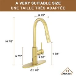 CASAINC Brushed Gold 1-Handle Deck Mount High-Arc Kitchen Faucet With Deck Plate -Alliedbas Shop 331064493 AlternateImage3 l