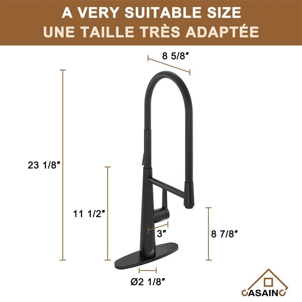 CASAINC Black 1-Handle Deck Mount Pull-Out Kitchen Faucet With Deck Plate 3 CASAINC Black 1-Handle Deck Mount Pull-Out Kitchen Faucet With Deck Plate - Image 3