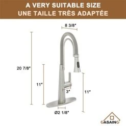 CASAINC Brushed Nickel 1-Handle Deck Mount High-Arc Kitchen Faucet With Deck Plate 8 CASAINC Brushed Nickel 1-Handle Deck Mount High-Arc Kitchen Faucet With Deck Plate -Alliedbas Shop 331064508 AlternateImage3 l
