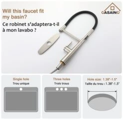 CASAINC Brushed Nickel 1-Handle Deck Mount Pull-Out Kitchen Faucet With Deck Plate 9 CASAINC Brushed Nickel 1-Handle Deck Mount Pull-Out Kitchen Faucet With Deck Plate -Alliedbas Shop 331064510 AlternateImage4 l