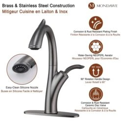 Mondawe Grey 2-Function Pull-down 1-handle Deck Mount Kitchen Faucet -Alliedbas Shop 331064760 AlternateImage3 l