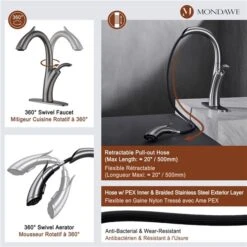 Mondawe Grey 2-Function Pull-down 1-handle Deck Mount Kitchen Faucet -Alliedbas Shop 331064760 AlternateImage4 l
