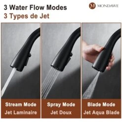 Mondawe Matte Black 3-Function Pull-down 1-handle Deck Mount Kitchen Faucet -Alliedbas Shop 331064809 AlternateImage2 l