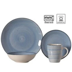 Quickway Imports Blue Dinnerware Set - 16-Piece