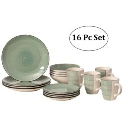 Quickway Imports Green Dinnerware Set - 16-Piece -Alliedbas Shop 331067251 MainImage 001 l