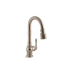 KOHLER Artifacts Deck Mount Vibrant Brushed Bronze Pull-Down Kitchen Faucet