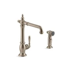 KOHLER Artifacts Vibrant Brushed Bronze Deck Mount Victorian-Style Bar Sink Faucet With Side Sprayer