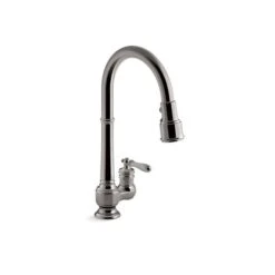 KOHLER Artifacts Vibrant Titanium Deck Mount Kitchen Faucet With Pull-Down Spout