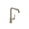 KOHLER Purist Vibrant Brushed Bronze Deck Mount Pull-Out Kitchen Faucet