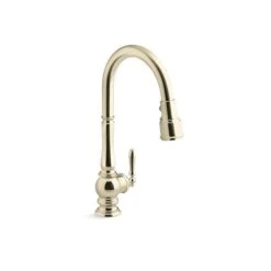 KOHLER Artifacts Vibrant French Gold Deck Mount Touchless Pull-Down Kitchen Faucet