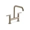 KOHLER Purist Vibrant Brushed Bronze 2-Handle Deck Mount Bridge Kitchen Faucet