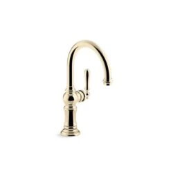 KOHLER Artifacts Deck Mount Vibrant French Gold High-Arc Kitchen Faucet