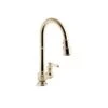 KOHLER Artifacts Vibrant French Gold Deck Mount Kitchen Faucet With Pull-Down Spout